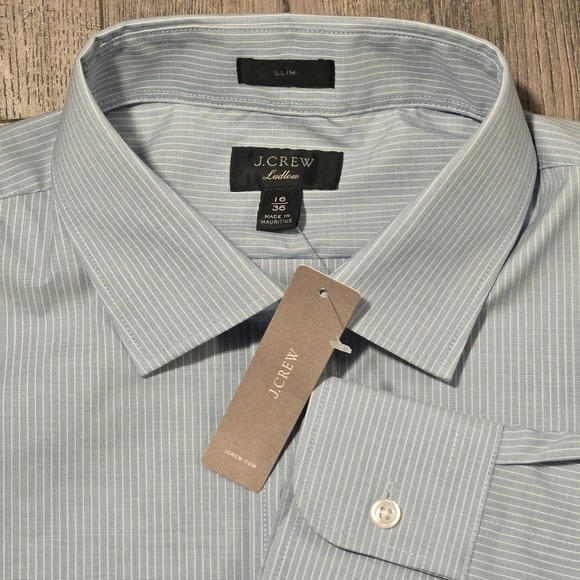 J.CREW Other - J. Crew Ludlow Dress Shirt Mens 16 Slim Fit Blue White Stripe Button Down NWT